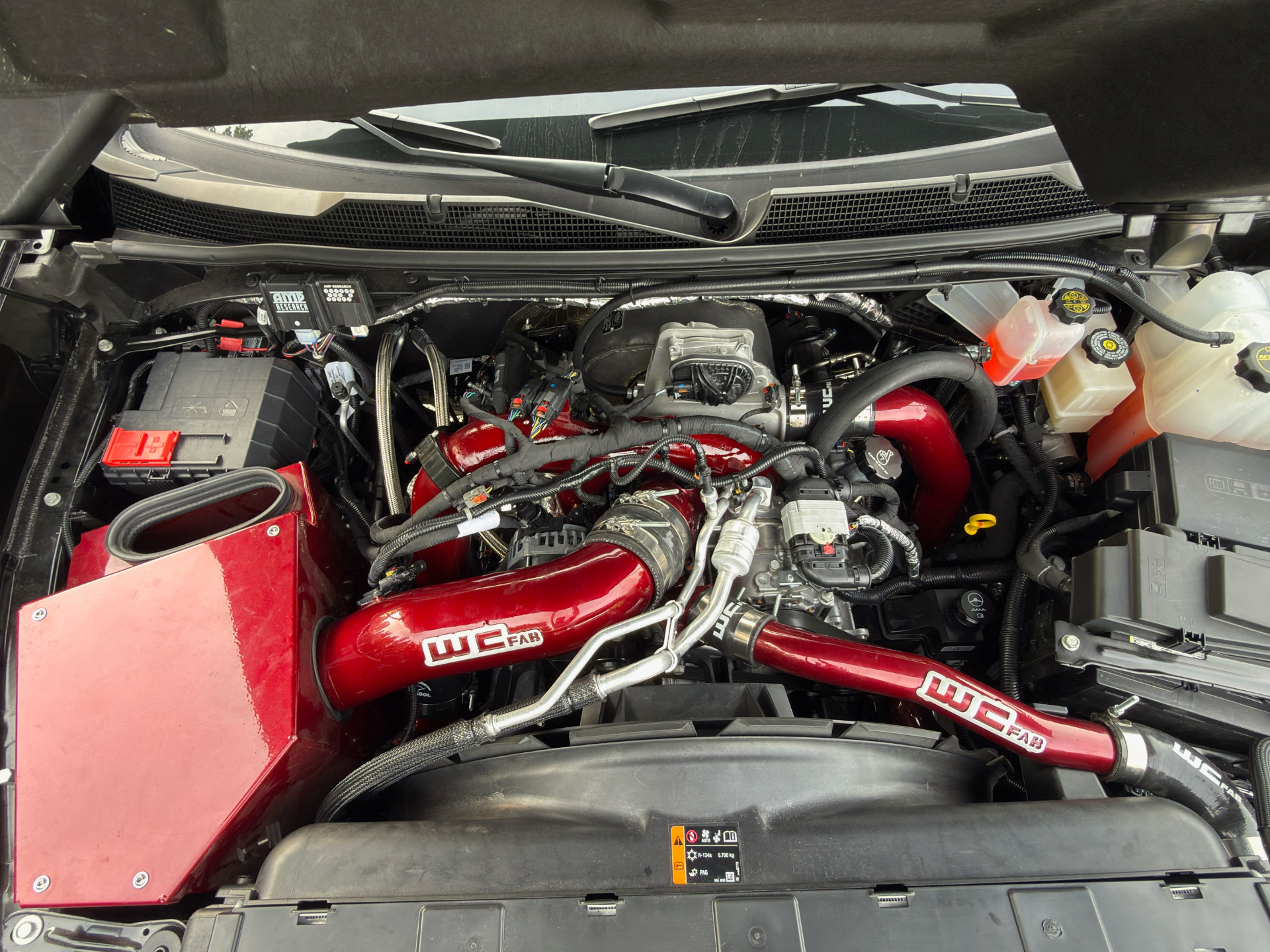 Close-up of fabricated intake piping built by L&D Performance Diesel